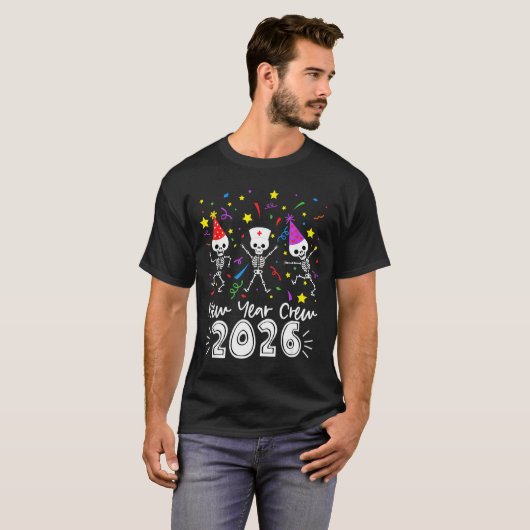 Nurse Dancing Skeleton New Year Crew 2026 Funny Er Tシャツ (正面フル)