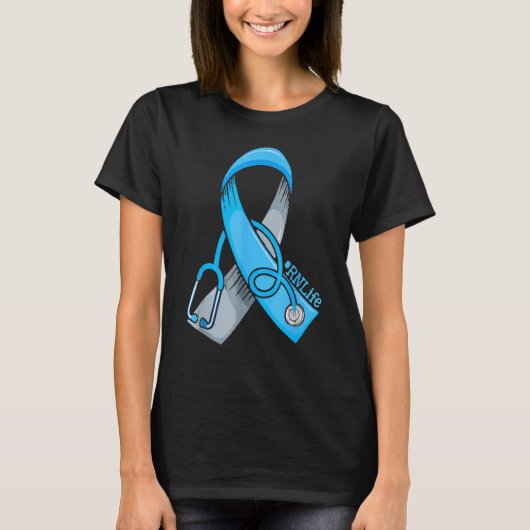 Nurse Diabetes Awareness Blue Ribbon Nursing RN Li Tシャツ (正面)