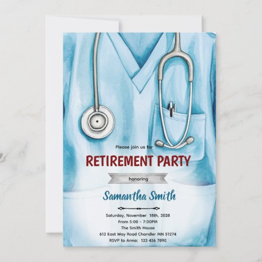 Nurse doctor retirement invitation 招待状 (正面)