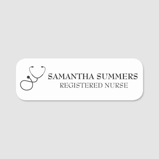 Nurse Doctor Stethoscope Medical RN 名札 (正面)