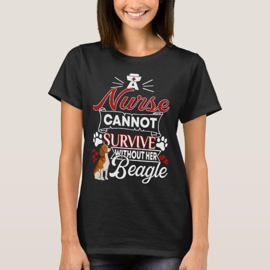 Nurse Dog Mom  Beagle Nursing  for Women Tシャツ (正面)