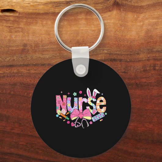 Nurse Easter Day Cute Coquette Stethoscope Nursing キーホルダー (正面)