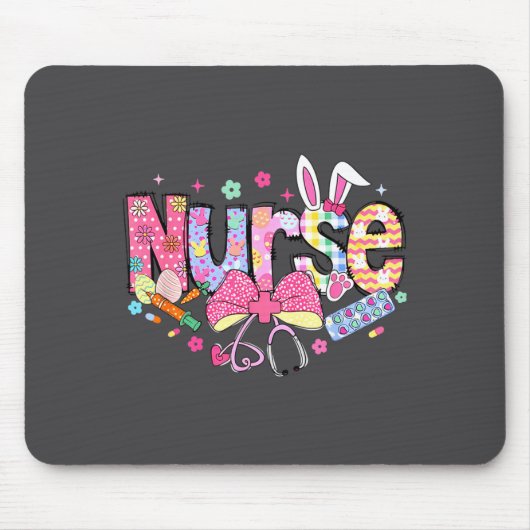 Nurse Easter Day Cute Coquette Stethoscope Nursing マウスパッド (正面)