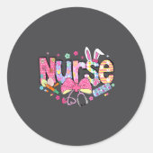 Nurse Easter Day Cute Coquette Stethoscope Nursing ラウンドシール (正面)