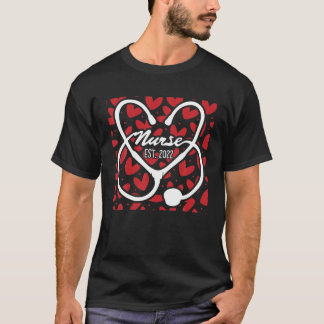 Nurse Est 2022 Graduation Cute Stethoscope RN LPN Tシャツ