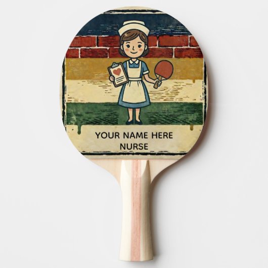 Nurse Gift Custom Ping Pong Paddle, Name Drop, Med 卓球ラケット (正面)