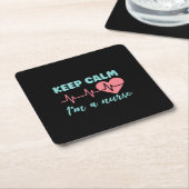 Nurse Gift Keep Calm I'm A Nurse スクエアペーパーコースター (アングル)