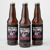 Nurse Gift | My Heart Belongs Nurse ビールラベル (ボトル)