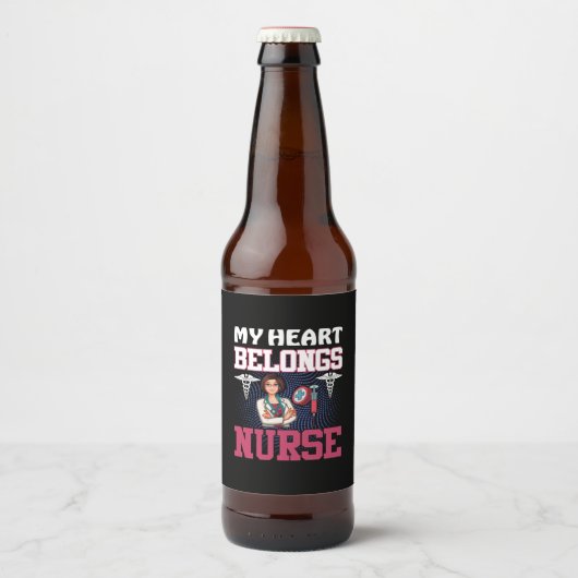 Nurse Gift | My Heart Belongs Nurse ビールラベル (正面)