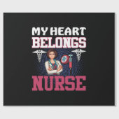 Nurse Gift | My Heart Belongs Nurse ラッピングペーパー (フラット)