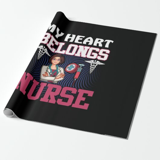 Nurse Gift | My Heart Belongs Nurse ラッピングペーパー (アンロールド)