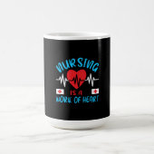 Nurse Gift | Nursing Is A Work Of Heart コーヒーマグカップ (中央)