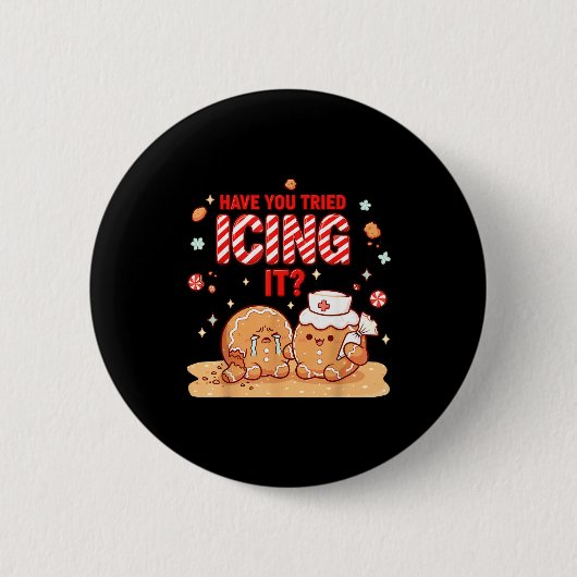 Nurse Gingerbread Man Costume, Xmas Have You Tried 缶バッジ (正面)