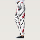 Nurse Glam – Stethoscope & Lipstick Pattern  レギンス (左)