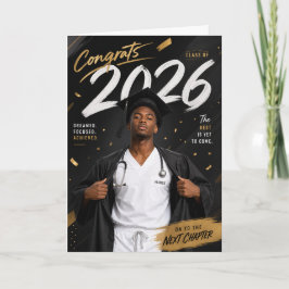 Nurse Graduation Card 2026 - African American Male カード