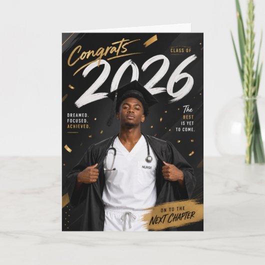 Nurse Graduation Card 2026 - African American Male カード (正面)