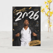 Nurse Graduation Card 2026 - African American Male カード (黄色い花)