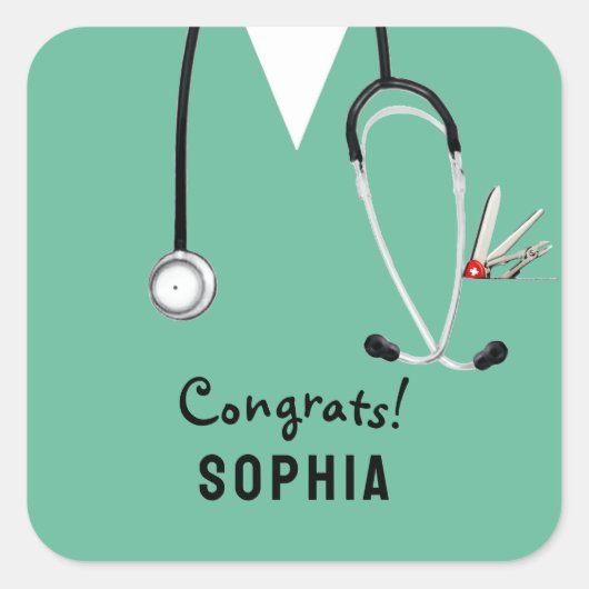 Nurse Graduation Congrats スクエアシール (正面)