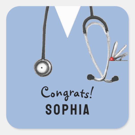 Nurse Graduation Congrats スクエアシール (正面)