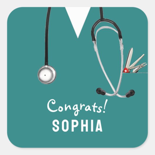 Nurse Graduation Congrats スクエアシール (正面)