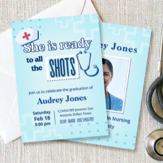 Nurse Graduation Party with Photo 招待状