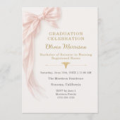 Nurse Graduation Pink Bow Photo  招待状 (正面)