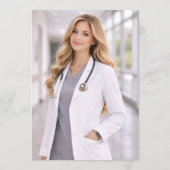 Nurse Graduation Pink Bow Photo  招待状 (裏面)