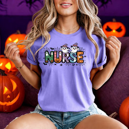 Nurse Halloween Cartoon Spooky Letters Design Tシャツ