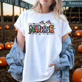 Nurse Halloween Cartoon Spooky Letters Design Tシャツ