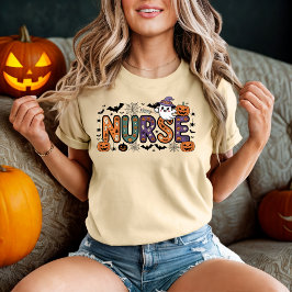 Nurse Halloween Cartoon Spooky Letters Design Tシャツ