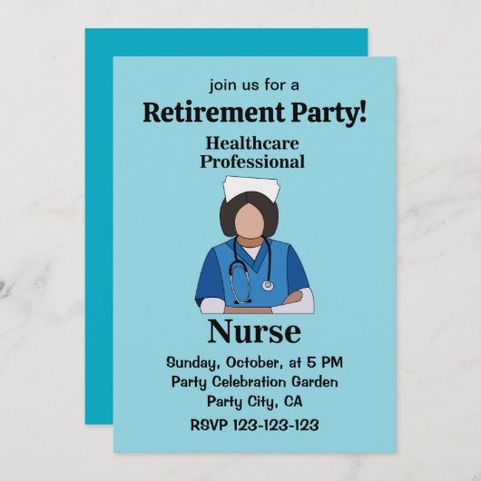 Nurse Healthcare Professional Retirement Party 招待状 (正面/裏面)