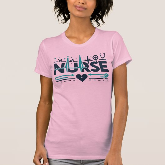 Nurse Heartbeat Medical Healthcare Hero Art Tシャツ (正面)