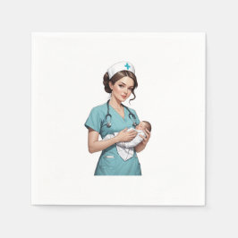 Nurse Holding Newborn – Gentle Care Medical Design スタンダードカクテルナプキン