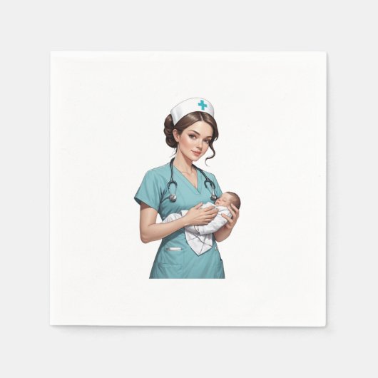 Nurse Holding Newborn – Gentle Care Medical Design スタンダードカクテルナプキン (正面)
