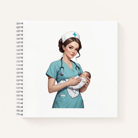 Nurse Holding Newborn – Gentle Care Medical Design ノートブック (正面)