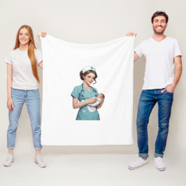 Nurse Holding Newborn – Gentle Care Medical Design フリースブランケット