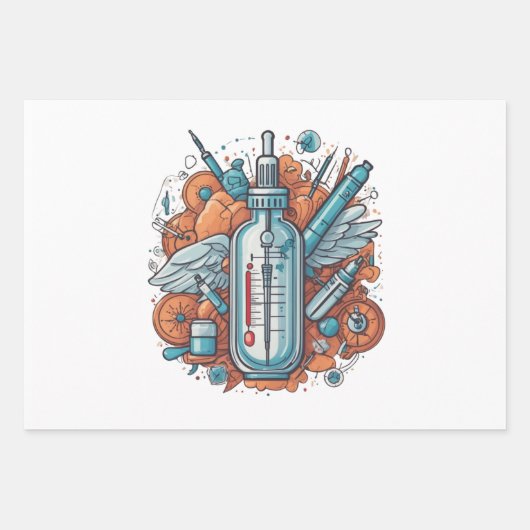 Nurse Holding Newborn – Gentle Care Medical Design ラッピングペーパーシート (正面2)