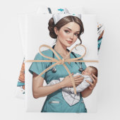 Nurse Holding Newborn – Gentle Care Medical Design ラッピングペーパーシート (インサイチュ)