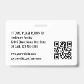 Nurse ID Badge Photo Logo Rabbit Pink Pediatric バッジ (裏面)