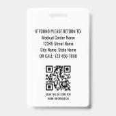 Nurse ID Badge Photo Logo RN Staff Modern Teal バッジ (裏面)