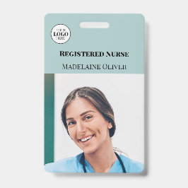 Nurse ID Photo Teal Simple Logo Badge バッジ