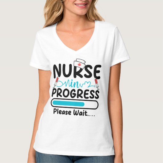 Nurse in Progress Loading Women V-Neck Tシャツ (正面)