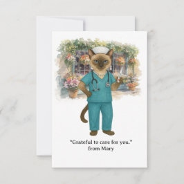 Nurse is drinking coffee in the park Autumn  サンキューカード