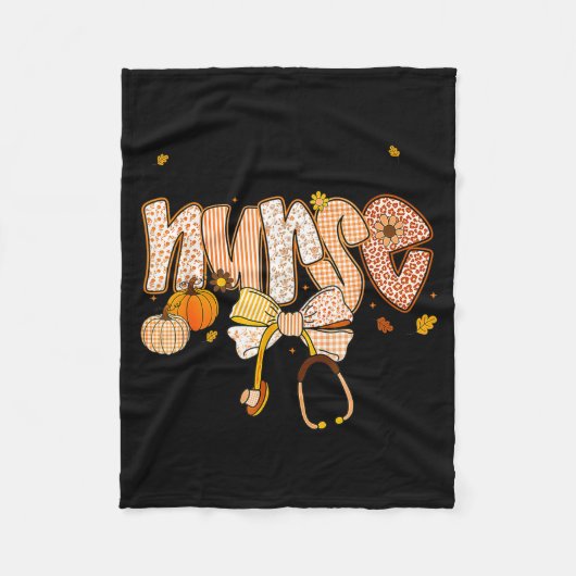 Nurse Labor And Delivery Coquette Fall Pumpkin Tha フリースブランケット (正面)