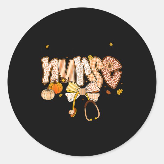 Nurse Labor And Delivery Coquette Fall Pumpkin Tha ラウンドシール (正面)