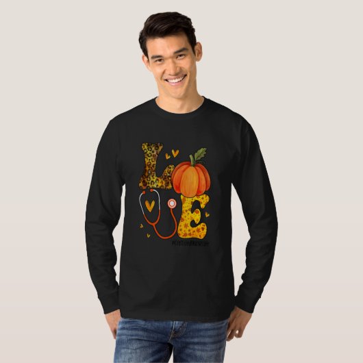 Nurse Leopard Pumpkin Thanksgiving Love Certified  Tシャツ (正面フル)