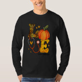 Nurse Leopard Pumpkin Thanksgiving Love Practical  Tシャツ (正面)
