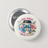 Nurse Life Coffee & chaos pin 缶バッジ (正面&裏面)