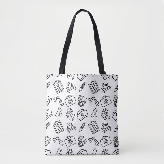 Nurse Life Icon Pattern Tote Bag トートバッグ (正面)