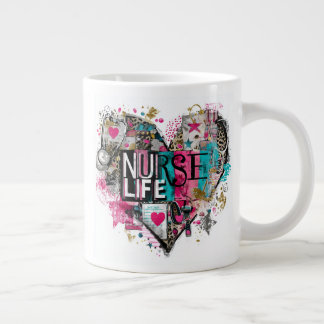 Nurse Life Valentine–Heart-Shaped Medical ジャンボコーヒーマグカップ